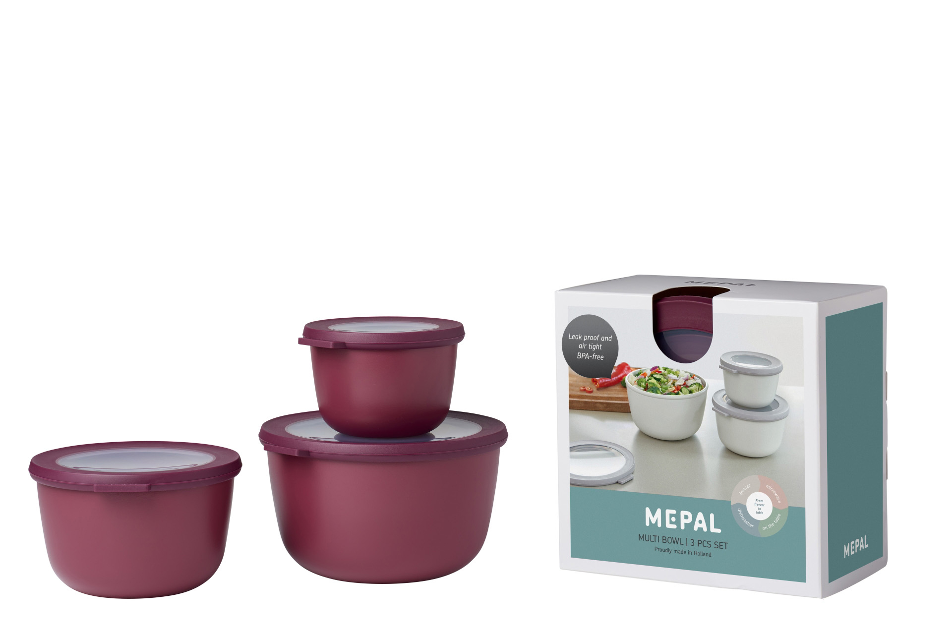 MEPAL 106231073700 Cirqula 3-tlg. Set Multischüssel hoch Beere