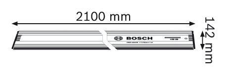 Bosch vízmérték, 2100 mm, méretekkel, fehér háttérrel.