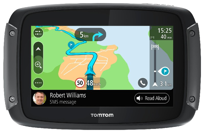 Tomtom Rider 500 4.3 gps para motocicletas navegador 43 europa bluetooth negro pulgadas con carreteras montañosas actualizaciones mediante wifi compatible siri y google now traffic radares de 49 45