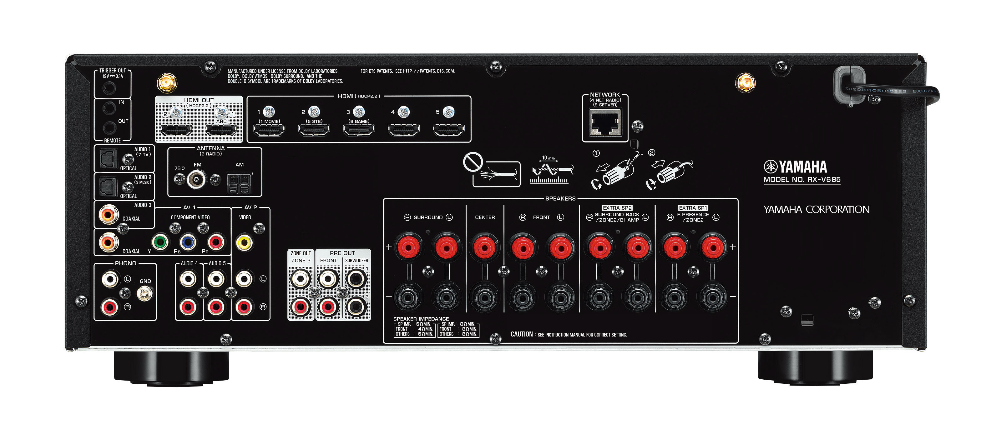 YAMAHA RX-V685 AV-Receiver (7 Kanäle, Schwarz)