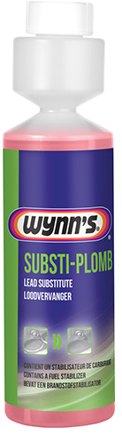 Wynn's Substi-Plomb palack. Rózsaszín folyadék, fehér kupak. Angol, holland és francia szöveg.