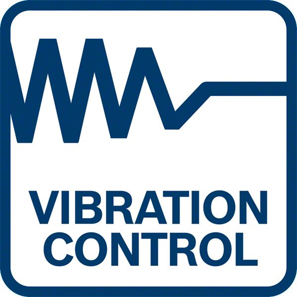 Egy kék négyzet fehér, hullámos mintával és a 'VIBRATION CONTROL' felirattal.