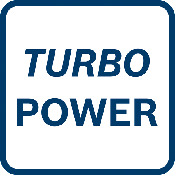 Egy fehér négyzet kék szegéllyel és a 'TURBO POWER' szavakkal.
