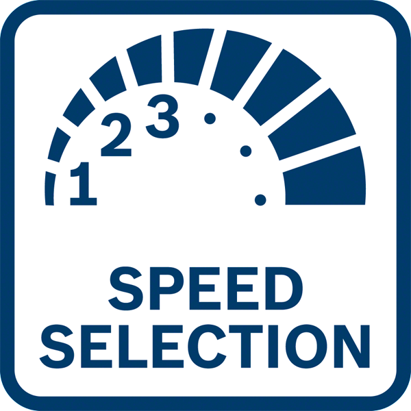 Kék számlap 1, 2, 3 számokkal és a 'SPEED SELECTION' felirattal.
