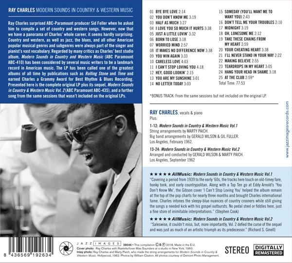 Rückseite von 'Ray Charles Modern Sounds in Country and Western Music'. Text und Titelliste.