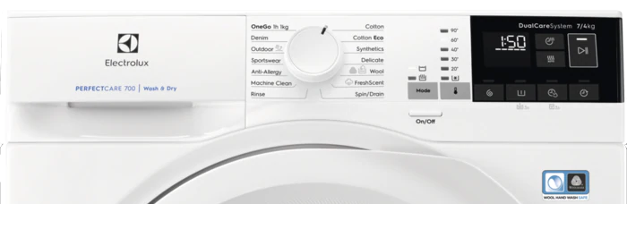 ELECTROLUX EW7W447W Mosó-szárítógép, 7/4 kg, 1400 f/p., gőzprogram, LED kijelző
