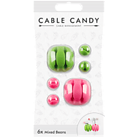 CABLE CANDY Kabelmanager Mixed Beans Universal, 6 Stk, grün/pink (CCBEANSETMIX1)