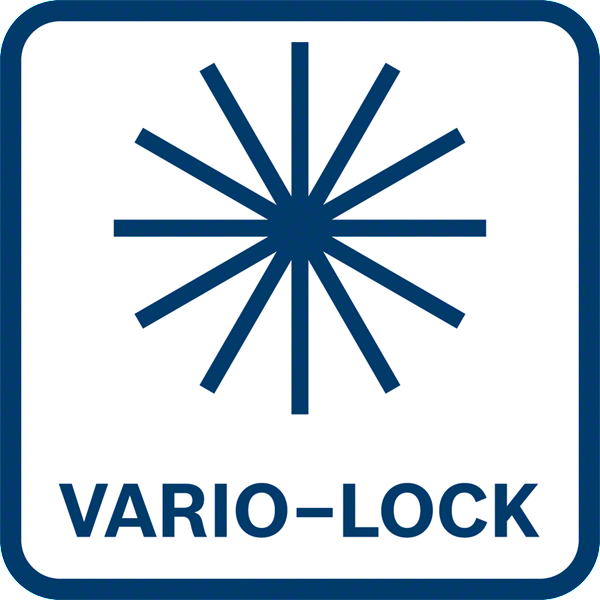 Vario-Lock ikon. Egy kék négyzet csillagszerű dizájnnal és alatta a Vario-Lock szöveggel.