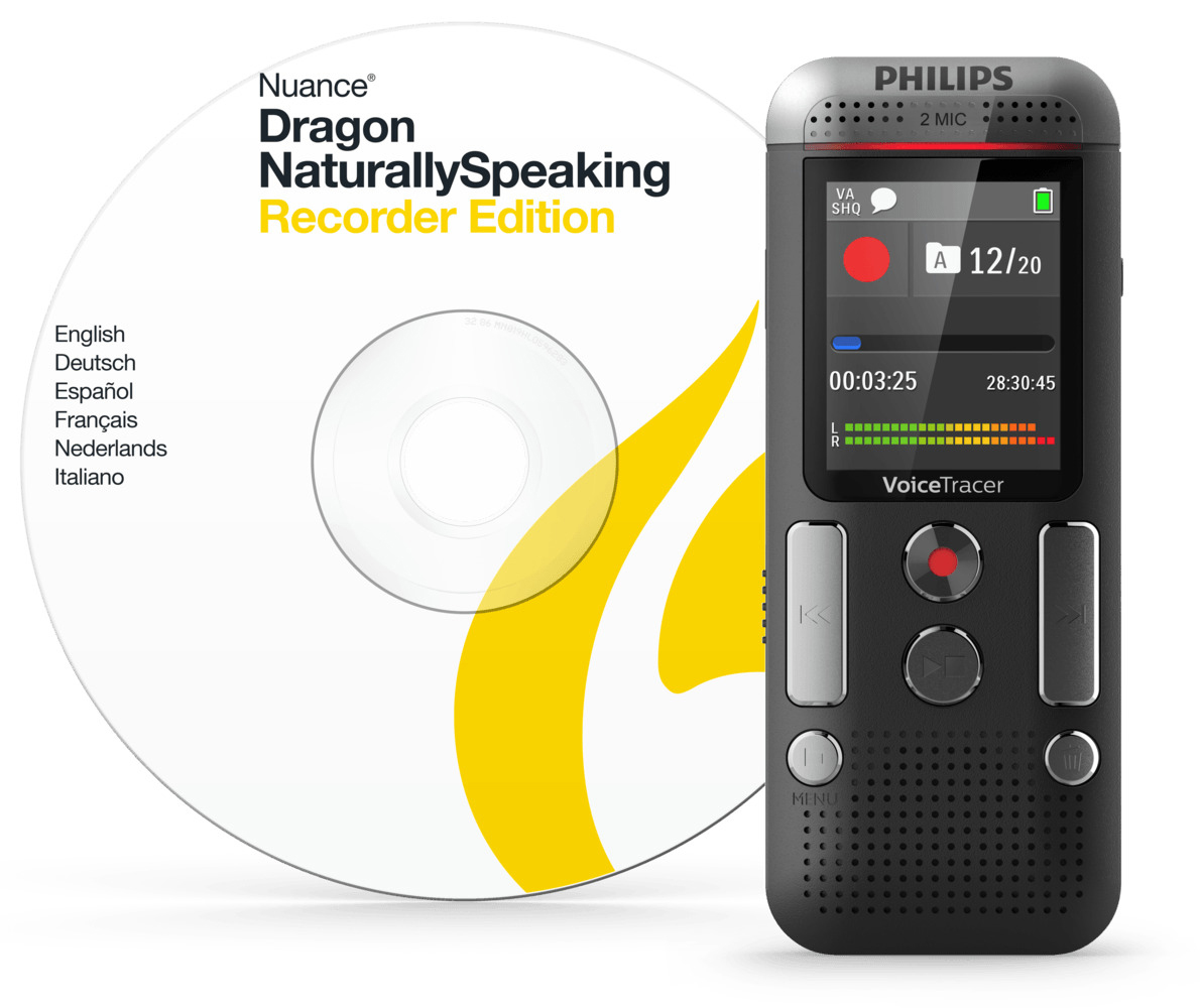 PHILIPS Stereo mit Diktiergerät, Spracherkennungssoftware Schwarz Dragon