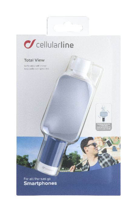 CELLULAR LINE Total View - Universal - Perche à selfie avec miroir pivotant (Bleu)