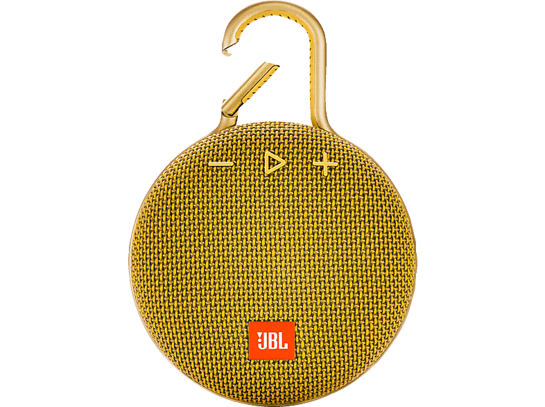 Altavoz inalámbrico - JBL Clip 3 Yellow, 3 W, Bluetooth, IPX7, Micrófono, Mosquetón, Amarillo