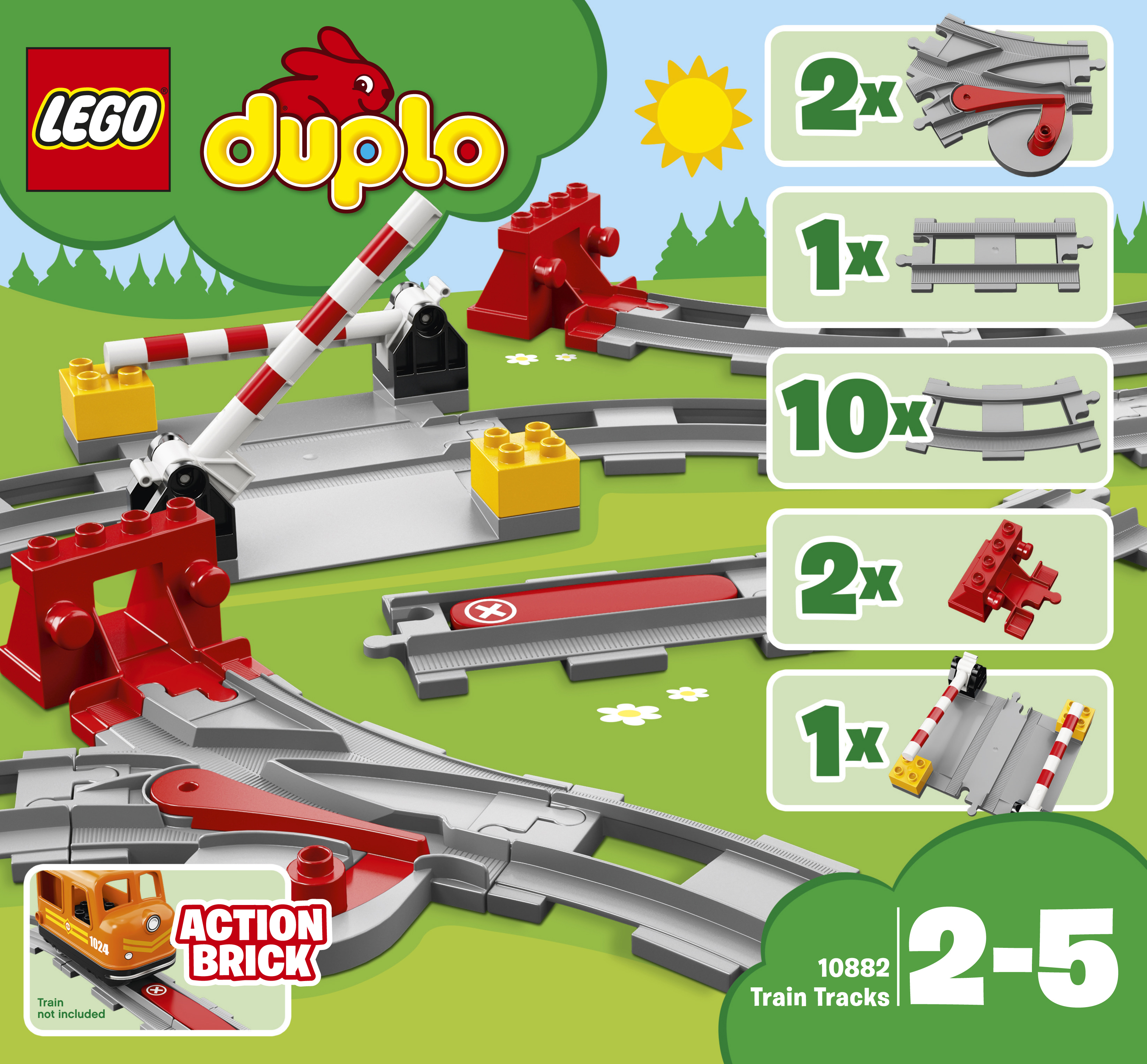 LEGO 10882 Eisenbahn Schienen Bausatz, Mehrfarbig