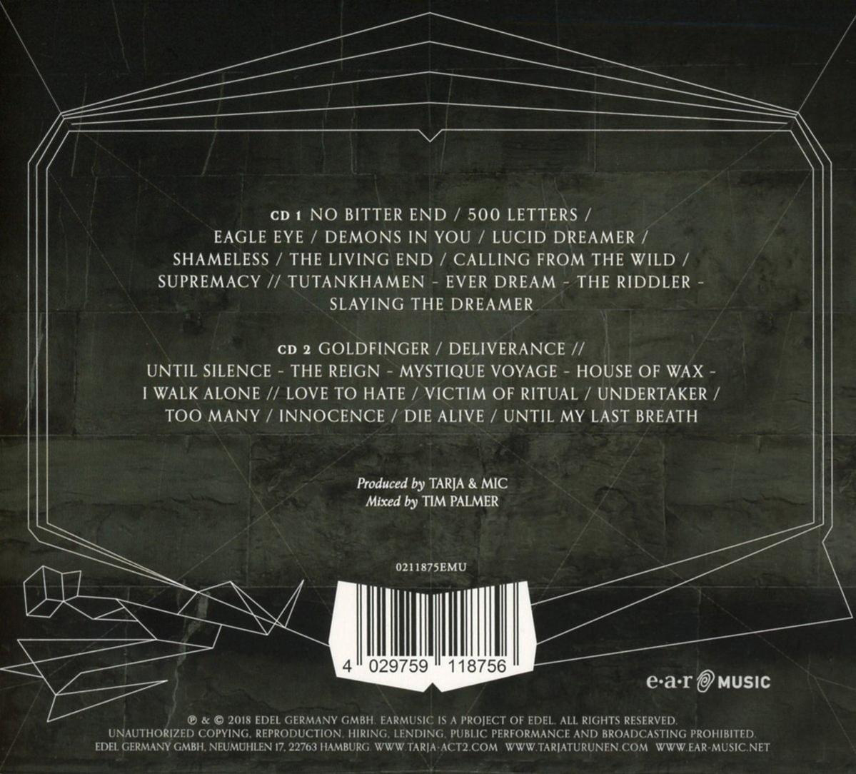 Die Rückseite einer CD-Hülle. Text und ein Barcode sind sichtbar.