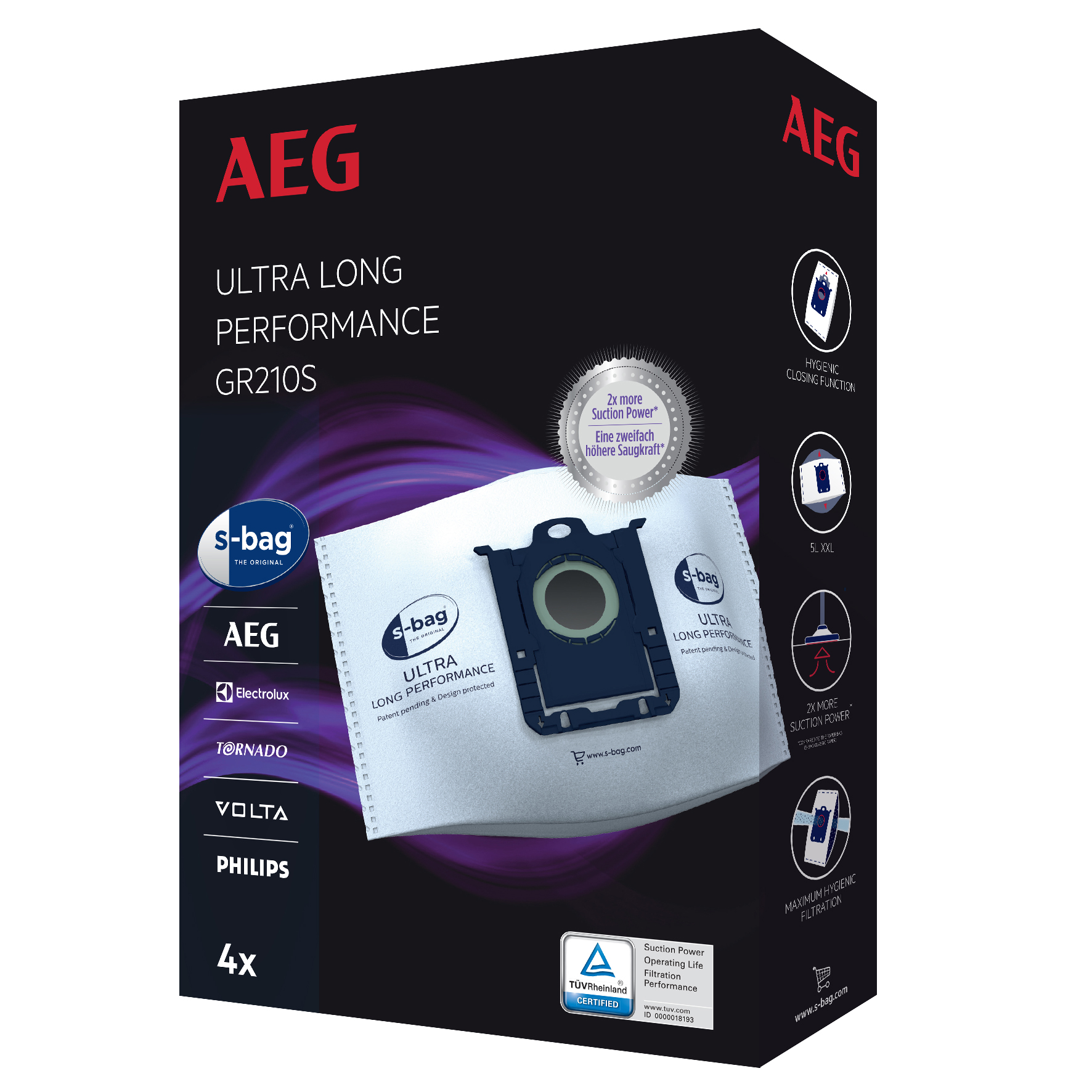 Eine Staubsaugerbeutel-Verpackung mit dem Markennamen AEG.