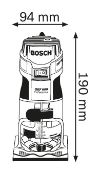 Bosch maró méretekkel: 94 mm széles, 190 mm magas. Fekete-fehér.