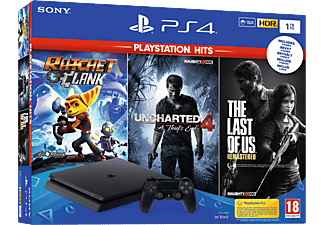 SONY PlayStation 4 Slim 1TB + Ratchet & Clank, Uncharted 4, The Last of Us (Remastered)