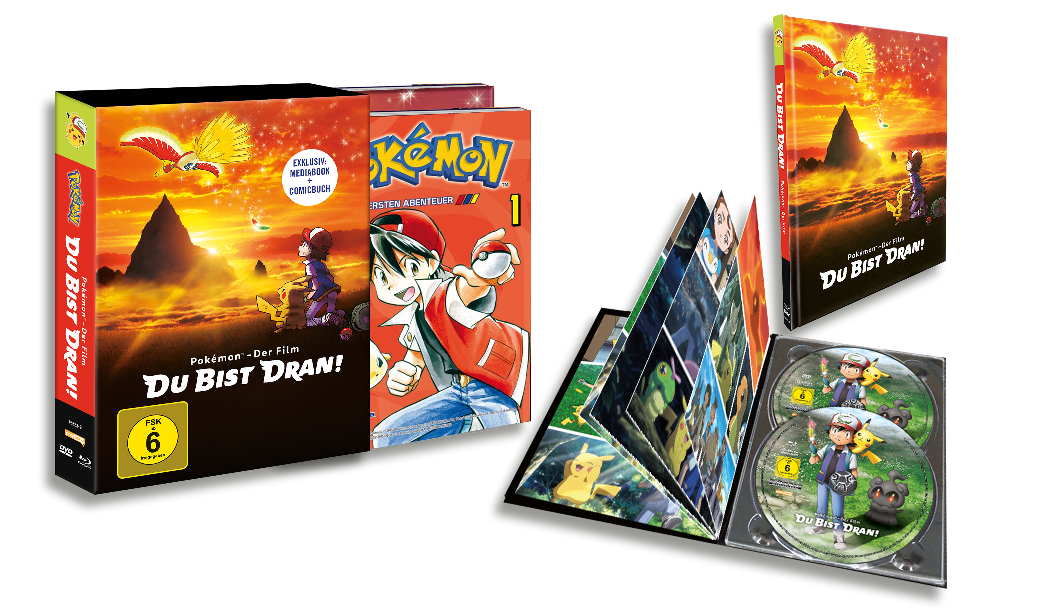 Pokemon-Film-DVD-Set. Box-Set mit mehreren Discs, farbenfrohes Artwork.