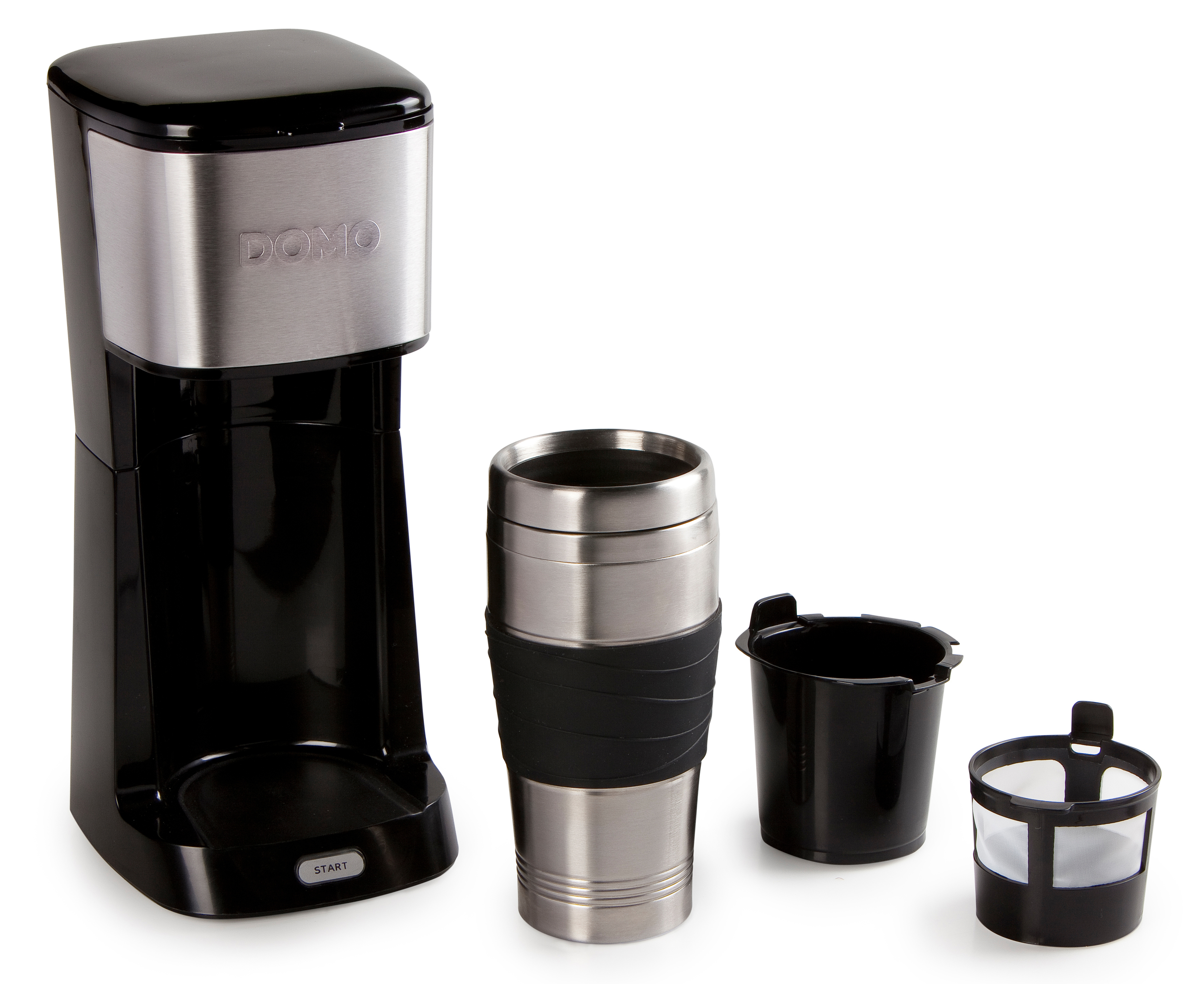 DOMO DO437K My Coffee Kaffeemaschine Edelstahl/Schwarz