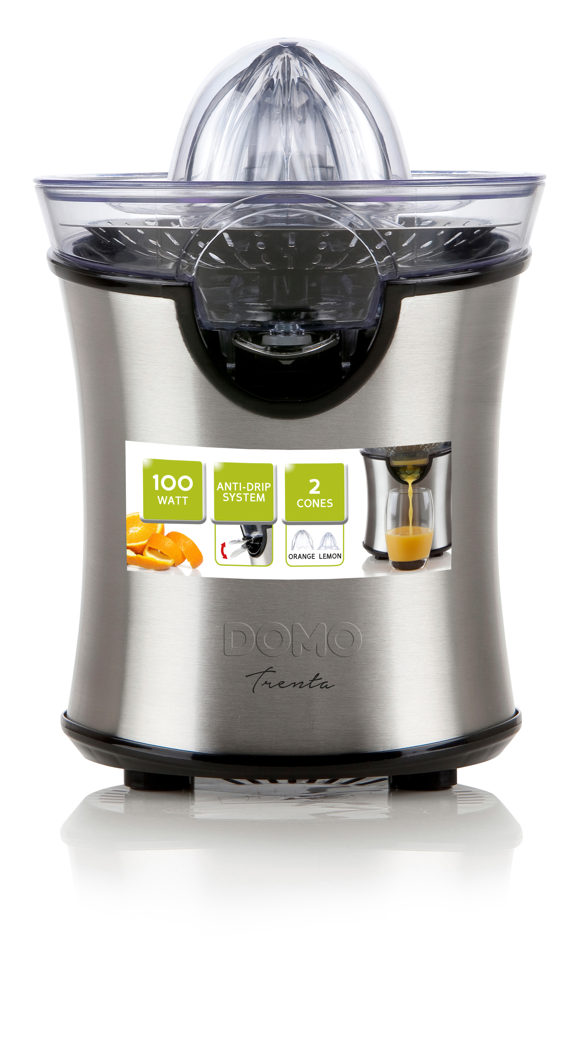DOMO DO9141J Zitruspresse 100 Watt, Edelstahl