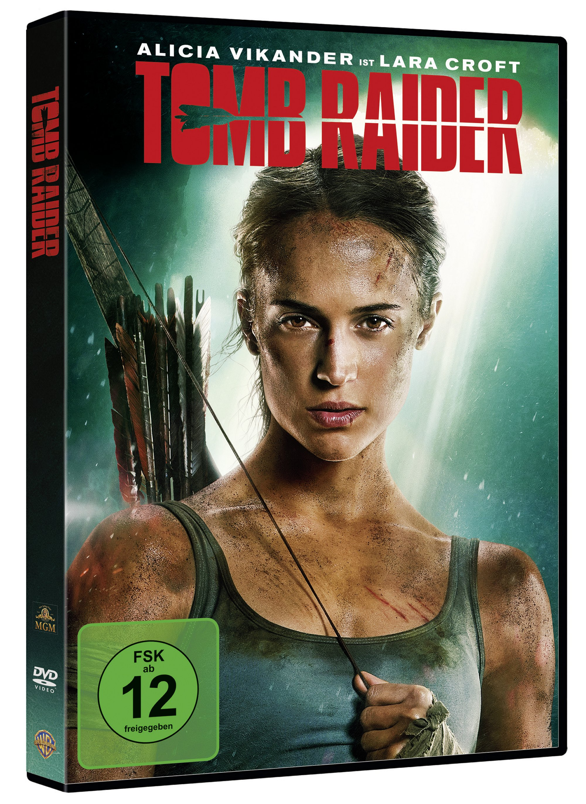 DVD-Cover für Tomb Raider, mit Alicia Vikander. Zeigt Alicia Vikander als Lara Croft.