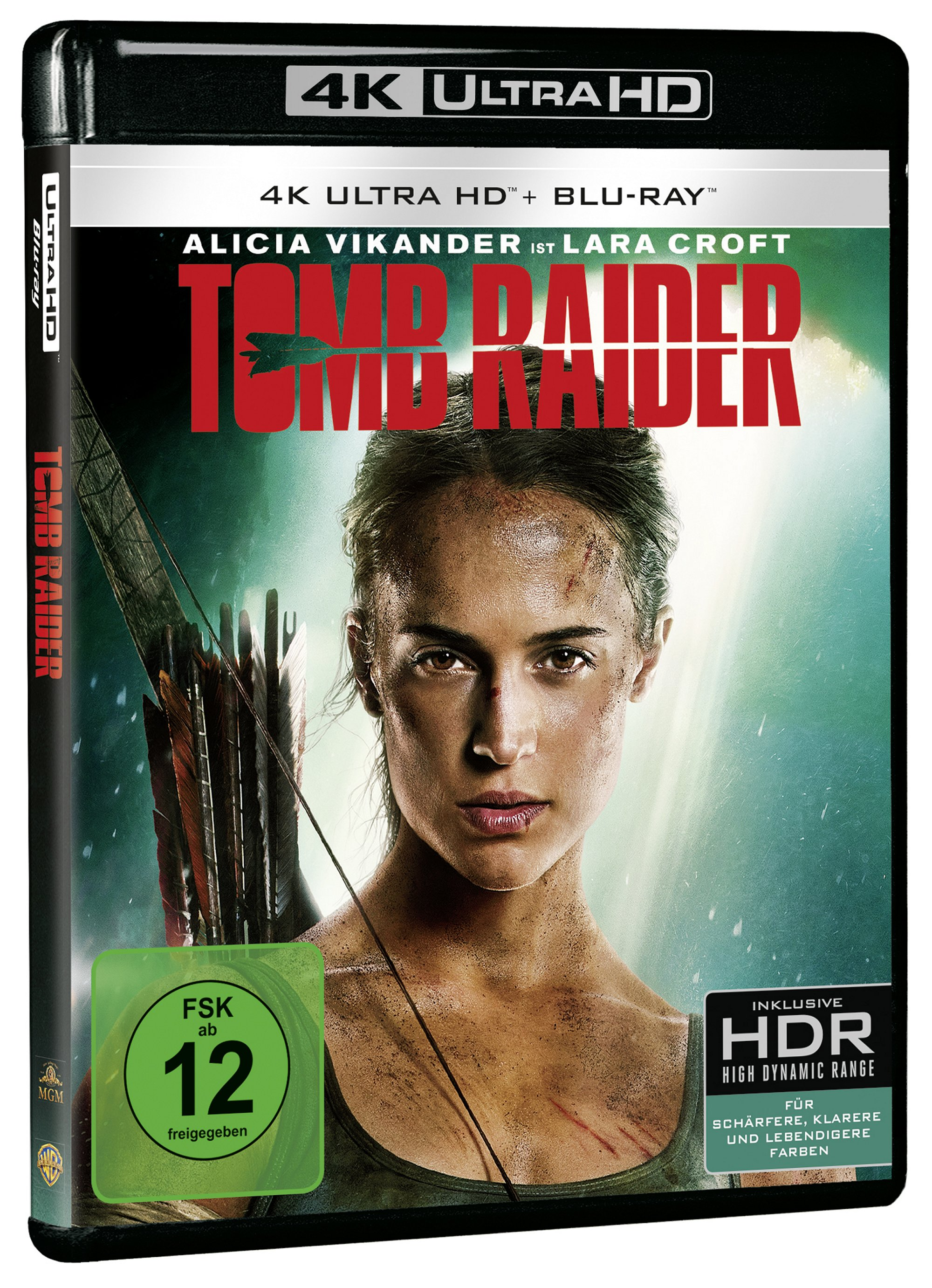 DVD-Cover von Tomb Raider, mit Alicia Vikander als Lara Croft.
