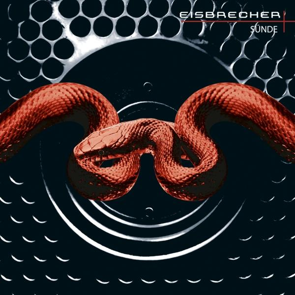 Albumcover mit roter Schlange auf dunklem Hintergrund mit strukturiertem Muster.