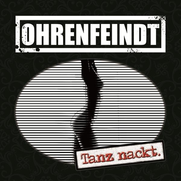 Silhouette einer Person hinter Jalousien. Text: Ohrenfeindt, Tanz nackt.