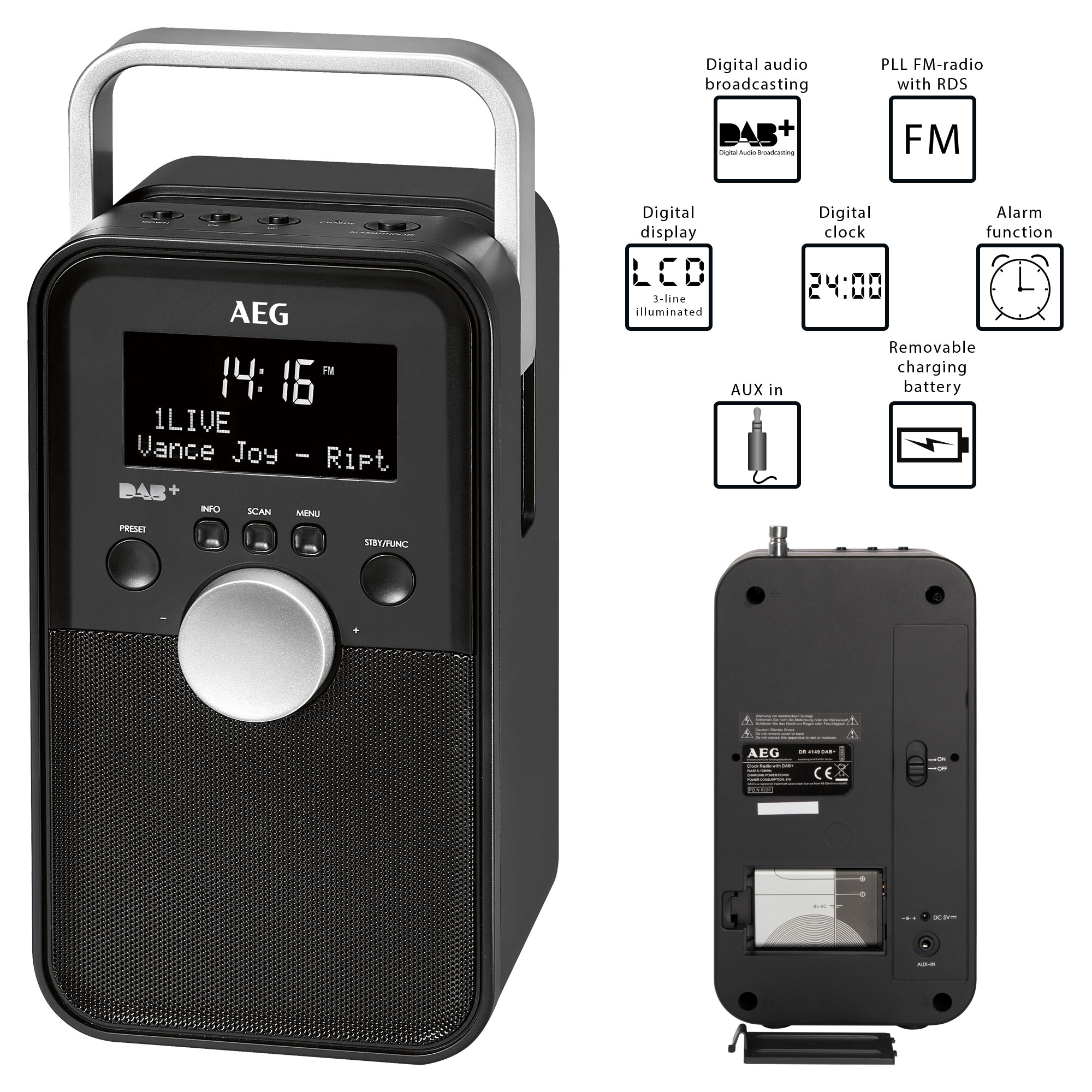 AEG DR 4149 Digitalradio, Digital Radio, DAB+, DAB, Schwarz