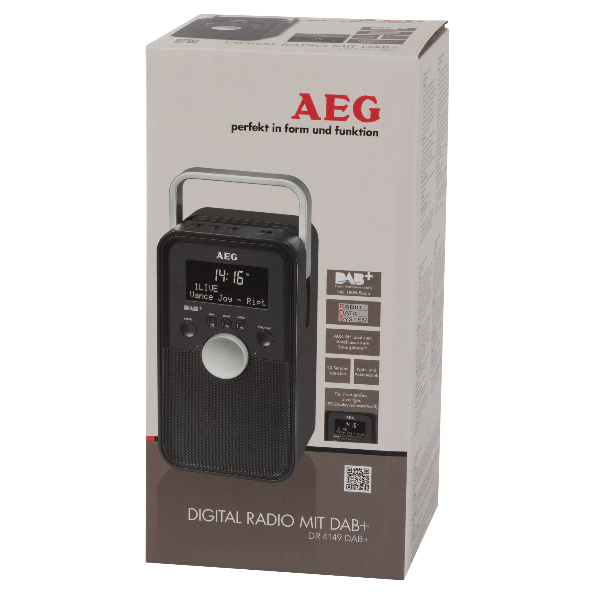 AEG DR 4149 Digitalradio, Digital Radio, DAB+, DAB, Schwarz
