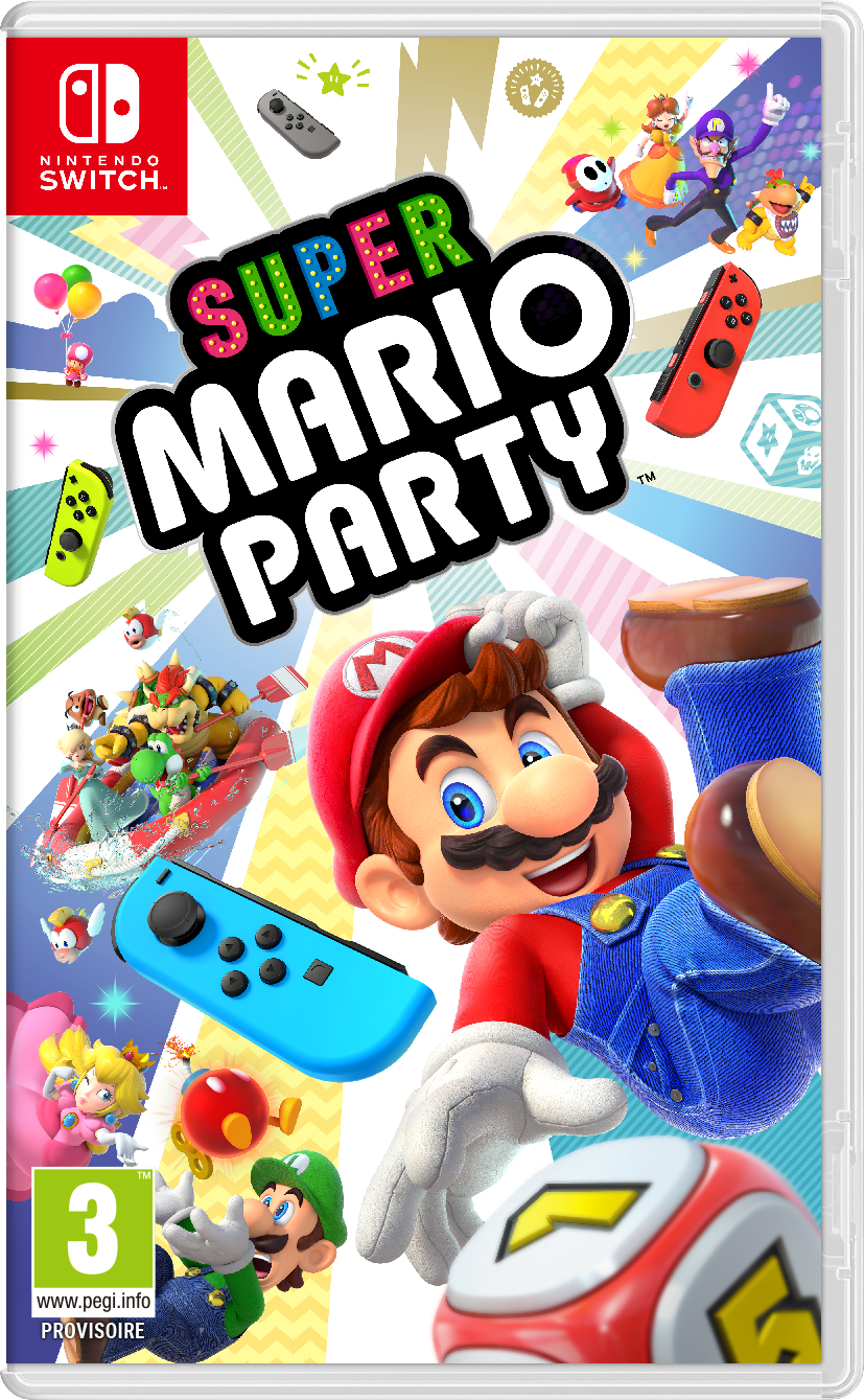 Boîte de jeu Super Mario Party pour Nintendo Switch. Avec Mario, Luigi, Peach et autres.