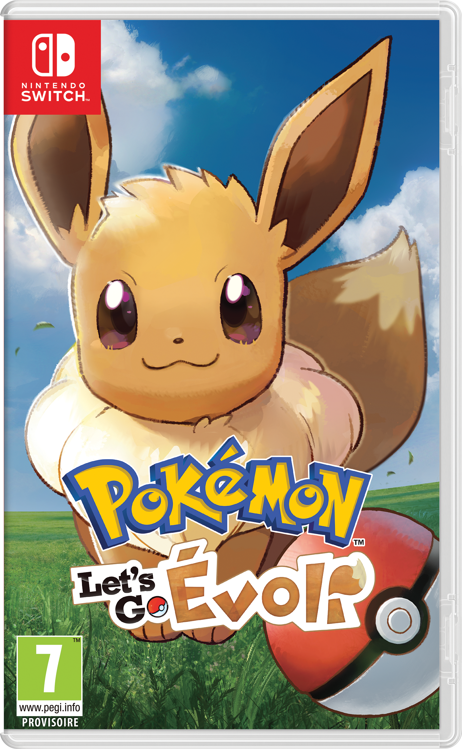 Nintendo Switch game case, Pokémon Let's Go Eevee! met een cartoon Eevee.
