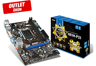 MSI H81M P33 DDR3 mATX VGA DVI GLAN Sata 3 USB 3.0 Anakart Outlet