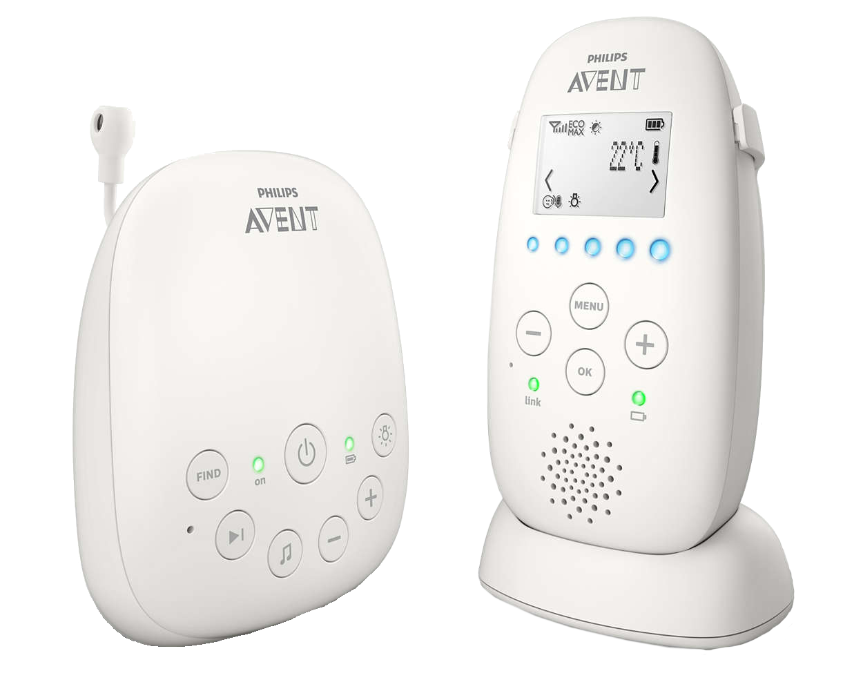 PHILIPS Babyphone SCD723/26 Avent mit Nachtruhe Modus und mit bis zu 330m Reichweite