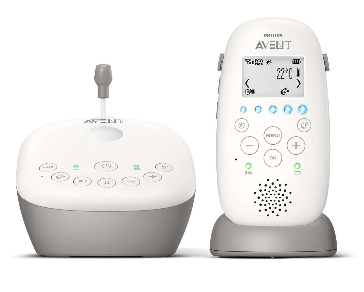 Philips Avent Écoute-bébé DECT avec projecteur d'étoiles au plafond (Modèle SCD7