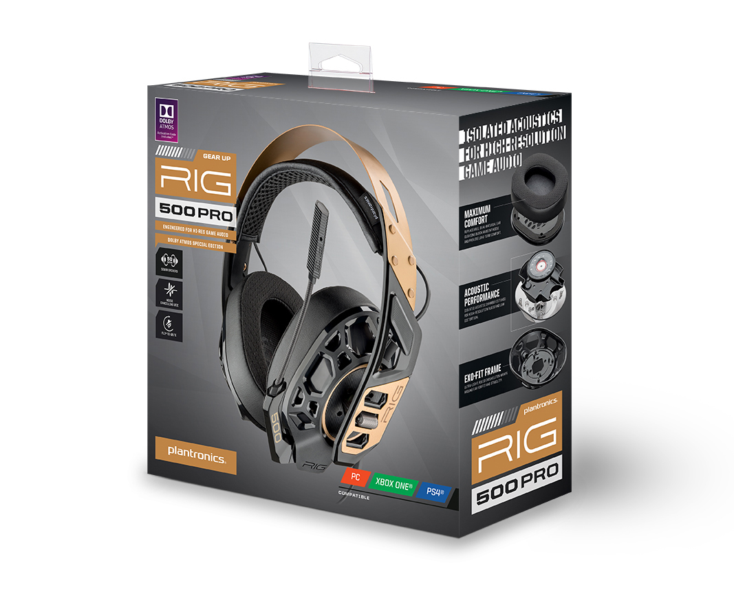 NACON RIG 500 PRO, Over-ear Gaming Headset Schwarz/Gold