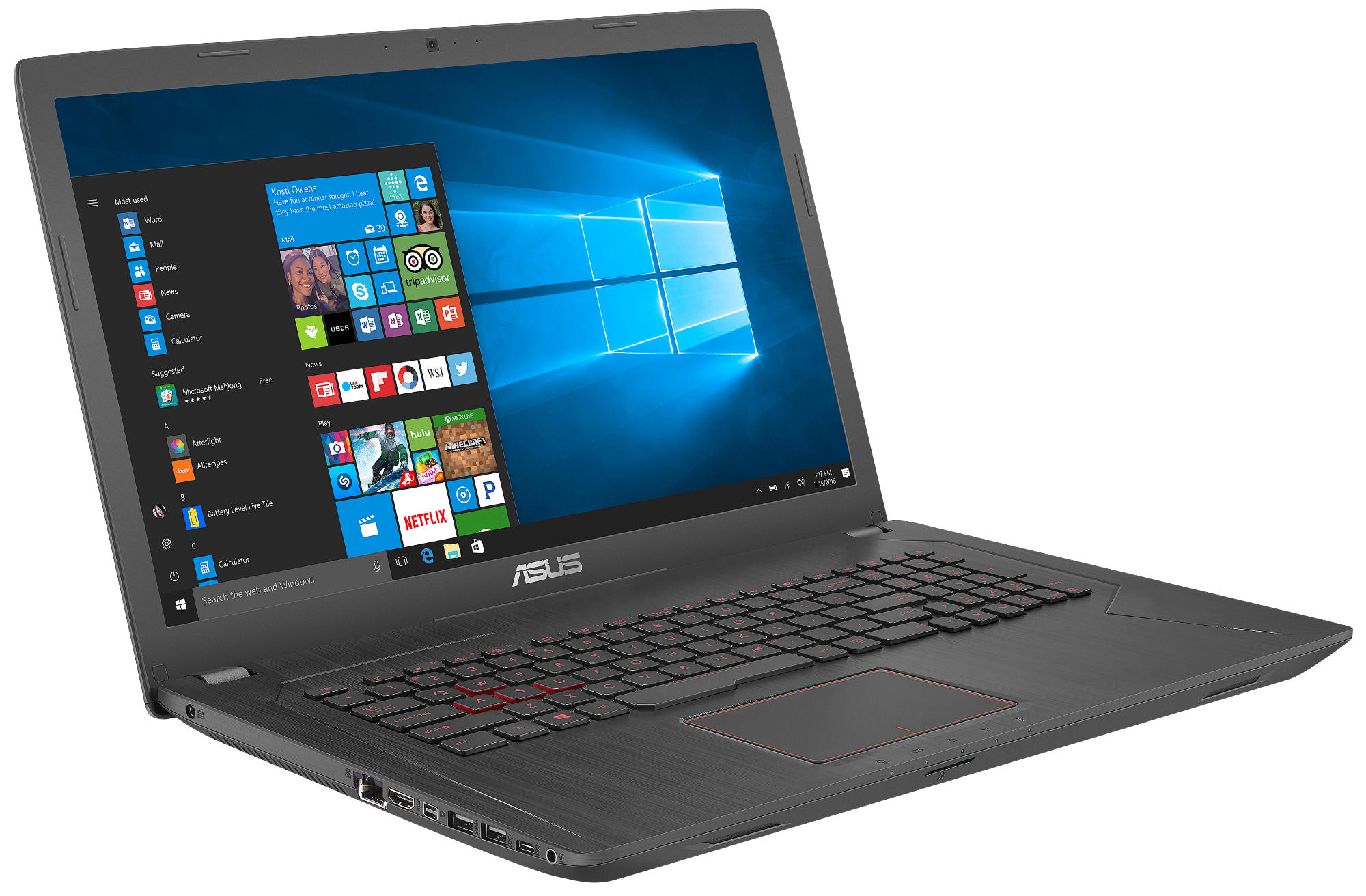 ASUS FX753VD-GC206T - 17,3 Zoll - Intel® Core™ i7 i7-7700HQ - 8 GB - 1 TB - NVIDIA GeForce® GTX 1050 - Windows 10 (64 Bit)