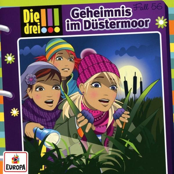 Drei Mädchen, mit einer Taschenlampe, schauen in den dunklen Sumpf. Cover-Art.