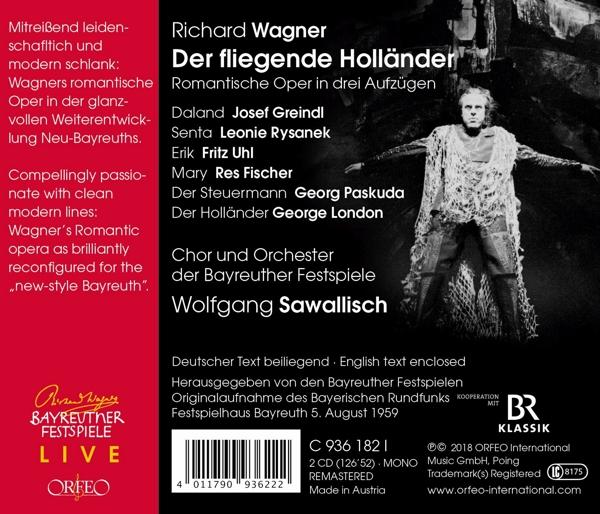 CD-Cover mit Text über Richard Wagner, die Oper Der fliegende Holländer.