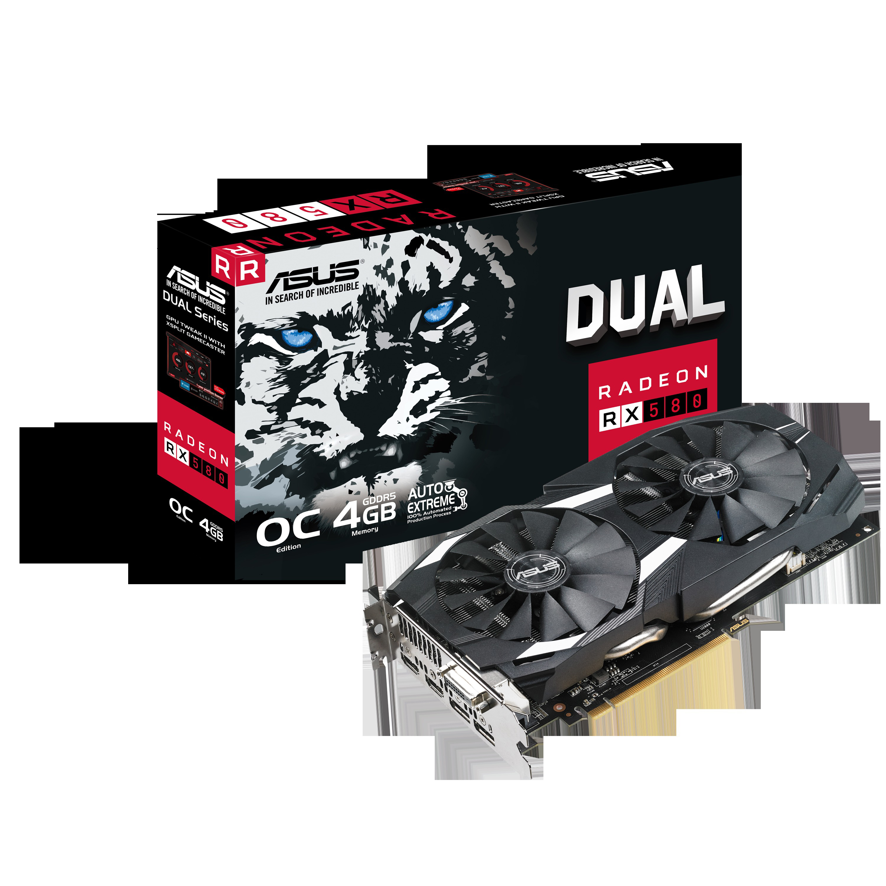 ASUS Radeon RX 580 Dual 4GB OC (AMD, Grafikkarte)