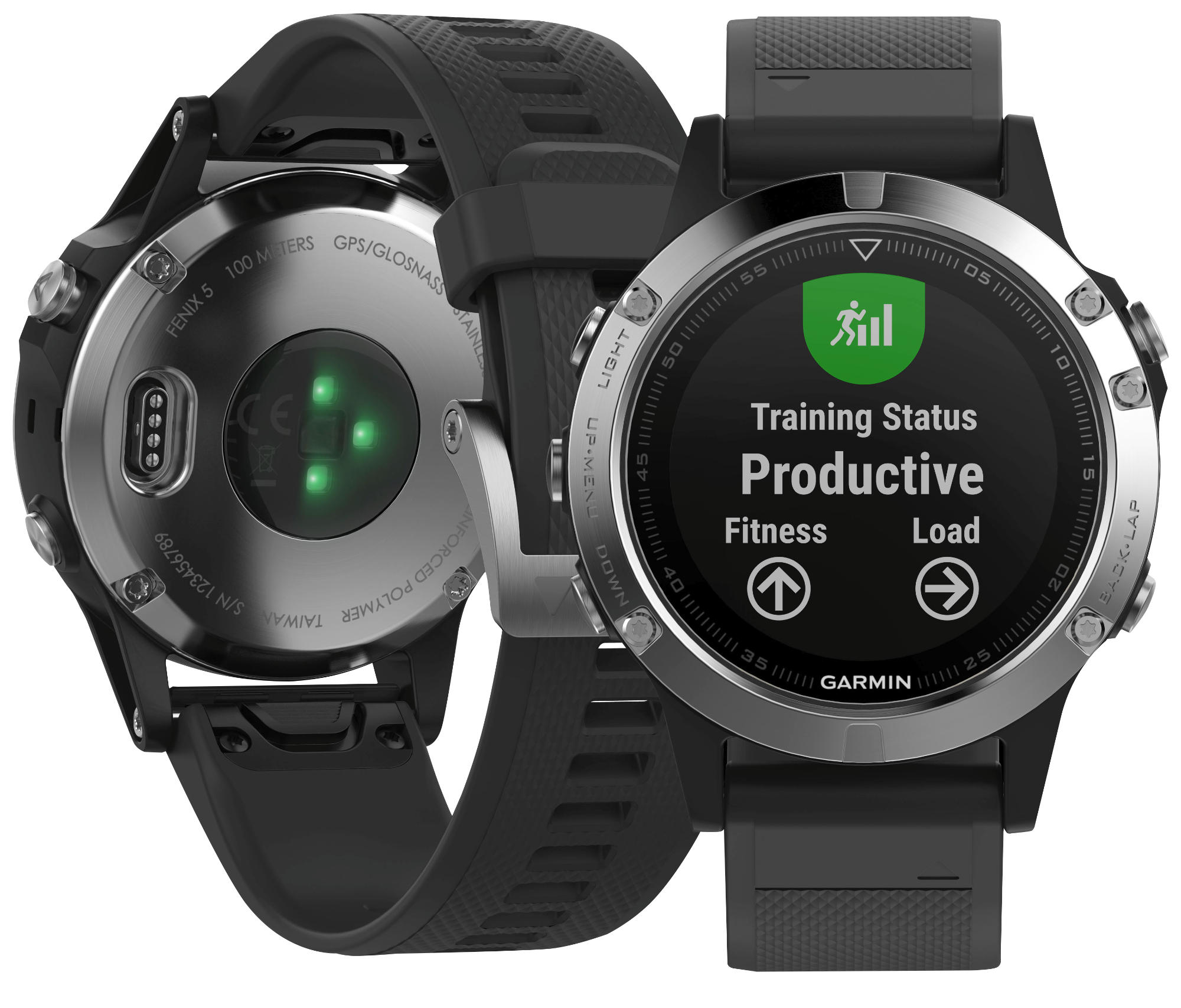 GARMIN Fenix 5, Smartwatch, ca. 240 mm, Schwarz/Silber