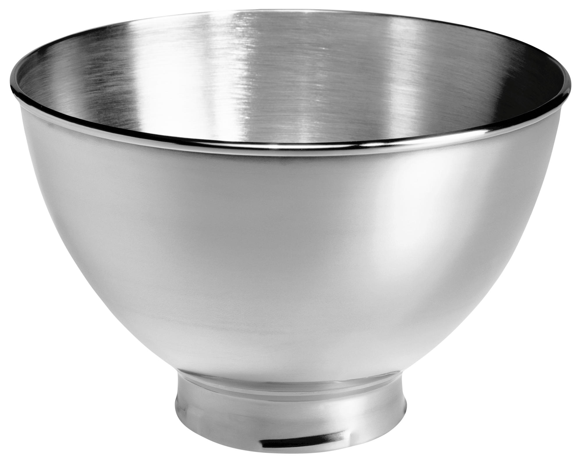 Edelstahlschüssel auf weißem Hintergrund.