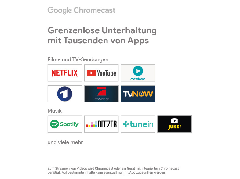 GOOGLE Chromecast 2. Generation Streaming Player, Schwarz
