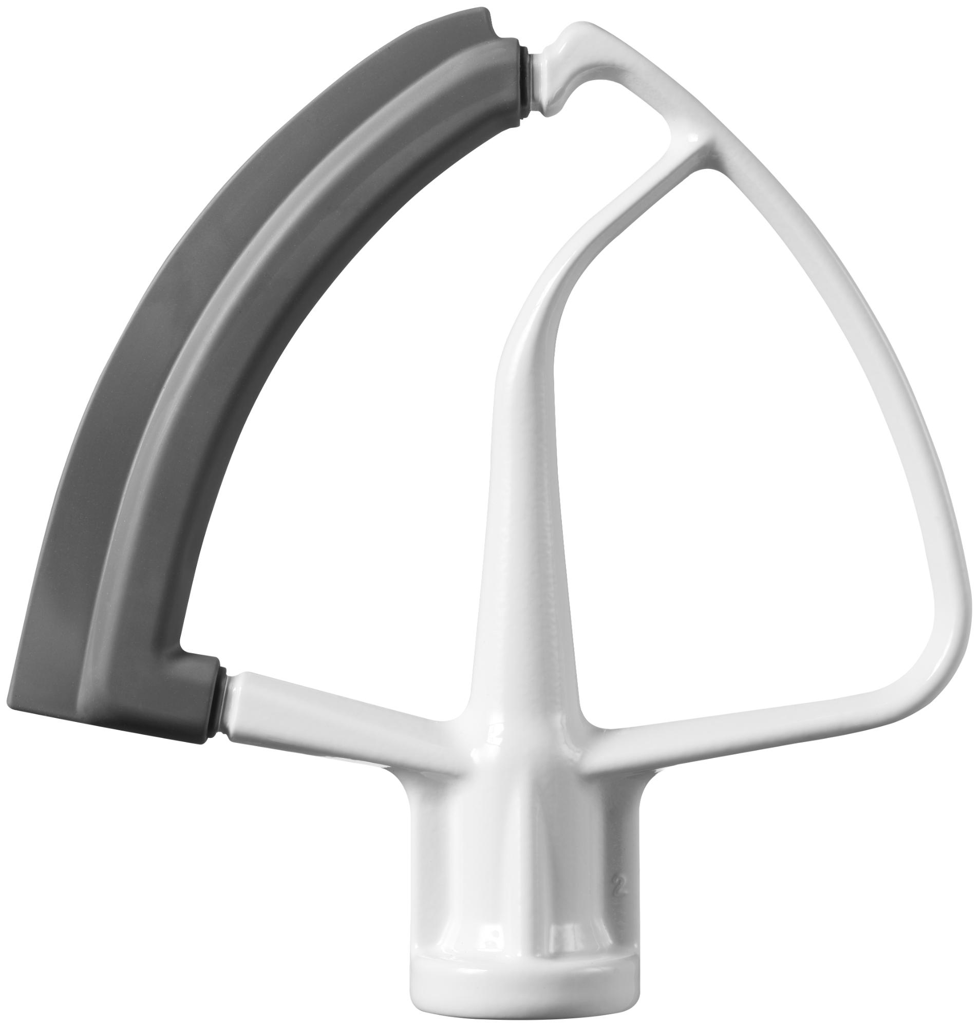 Weißer KitchenAid-Mixer-Paddel mit grauem Gummirand.