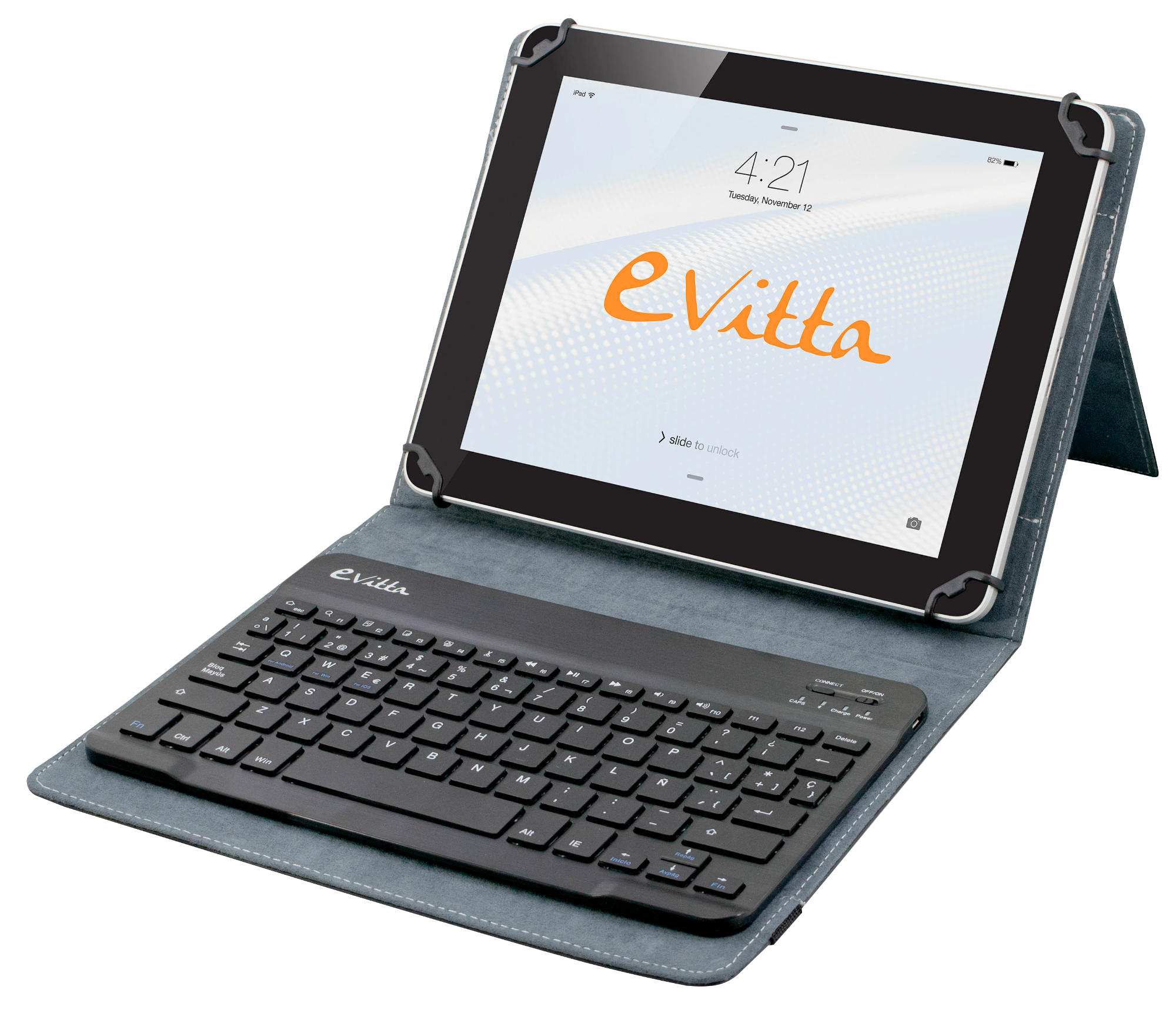Funda para tablet de 9,7 a 10,1 pulgadas - E-vitta KeyTab BT Pure, negro, con teclado Bluetooth