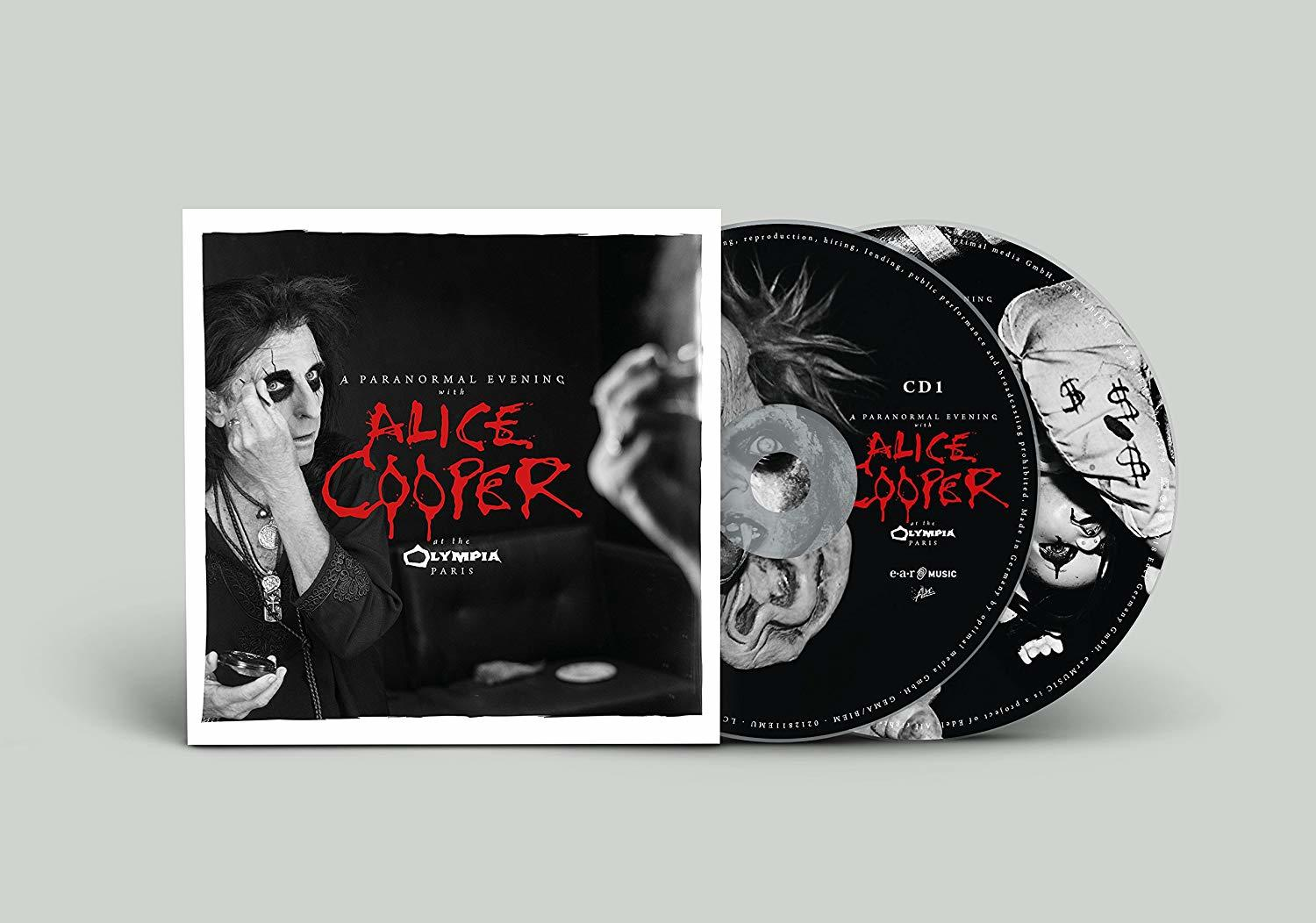 Albumcover von Alice Cooper. Das Album ist in Schwarzweiß gehalten. Zwei CDs sind sichtbar.