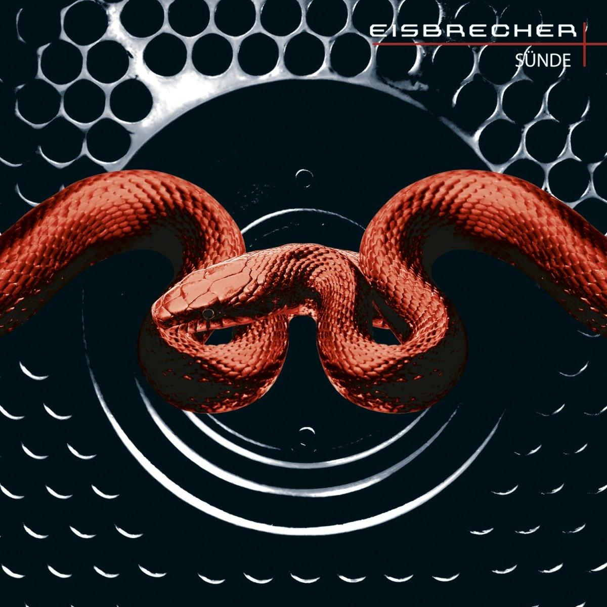 Albumcover mit einer roten Schlange, die sich um eine schwarze Oberfläche windet.