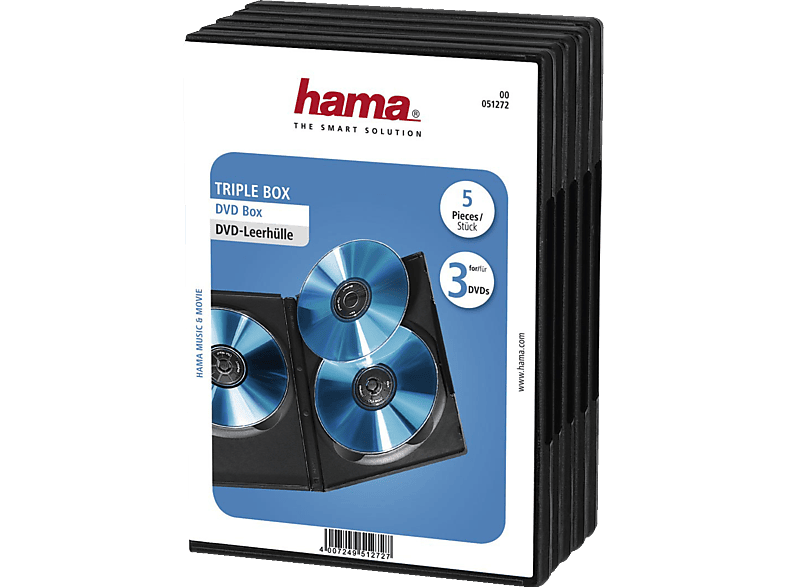 HAMA 5er-Pack Box DVD-Leerhülle Triple Schwarz
