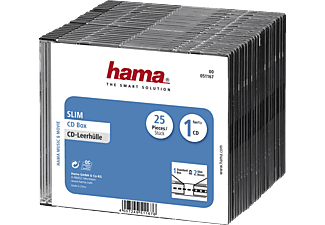 HAMA CD-Leerhülle Slim, 25er-Pack, Transparent/Schwarz