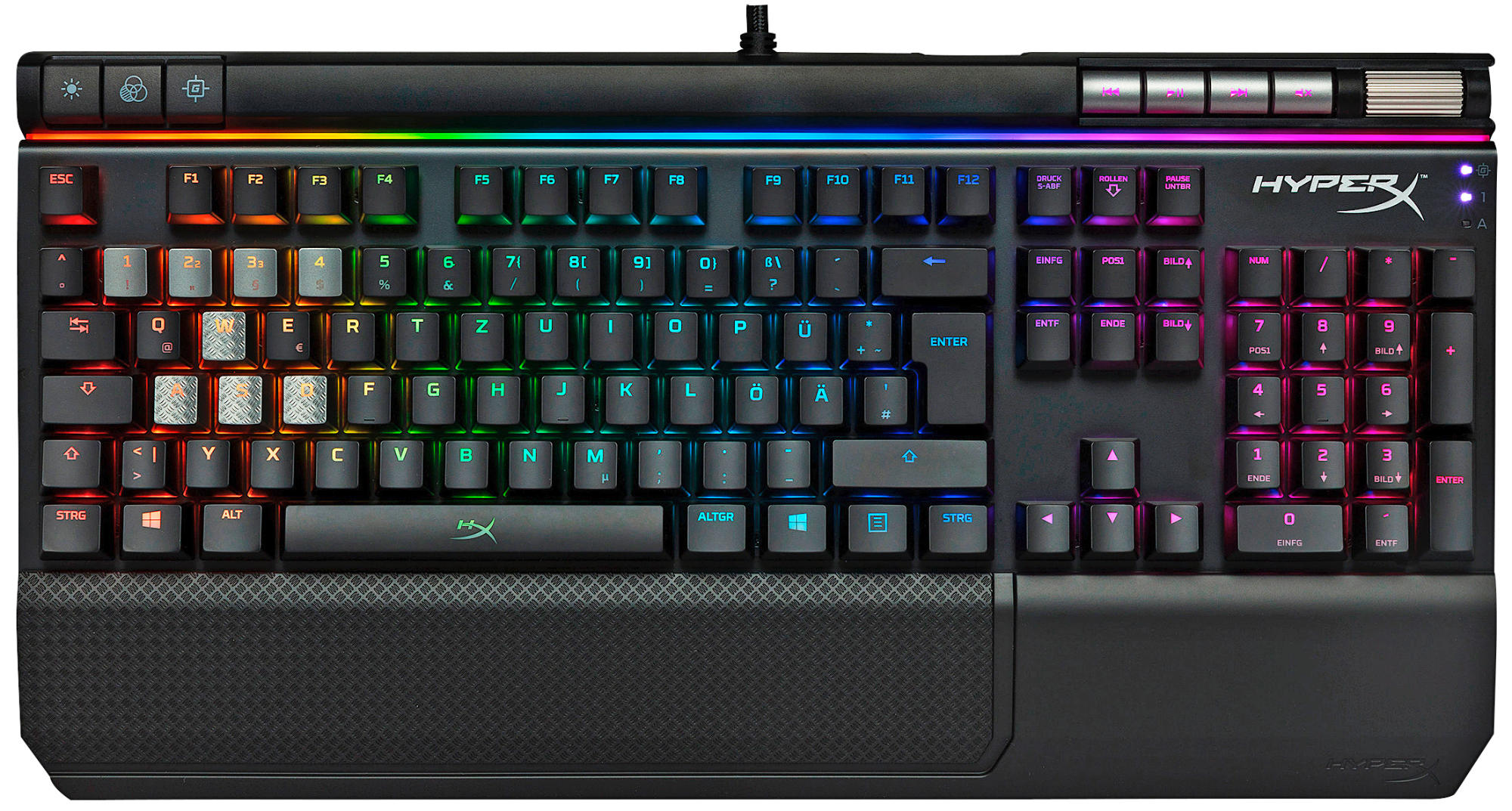 HYPERX Alloy Elite RGB-MX, Gaming Tastatur, Mechanisch, Cherry MX Blue, kabelgebunden, Schwarz