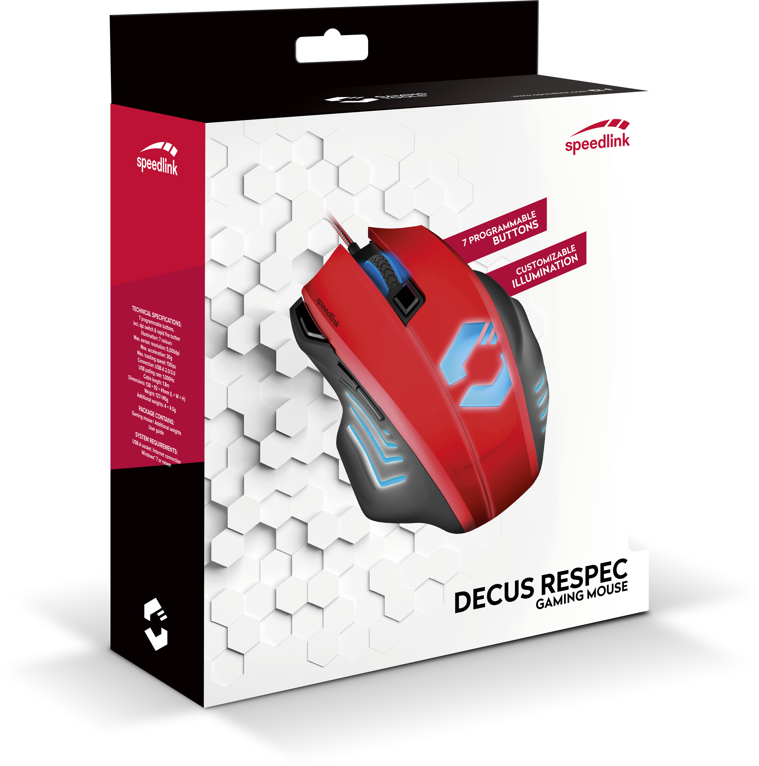 SPEEDLINK Decus Respec Gaming Maus, Schwarz/Rot